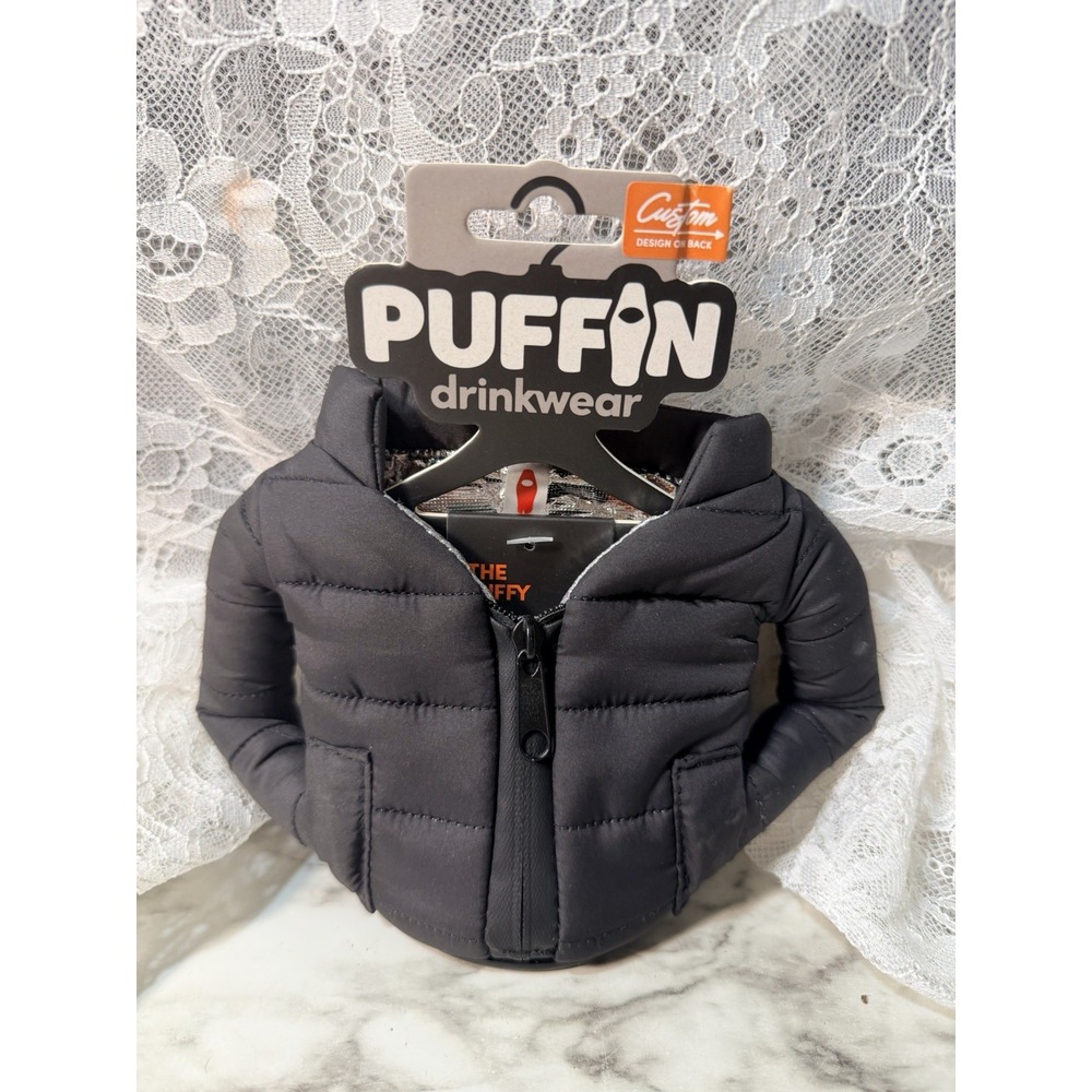 NEW ~ The Puffin Beverage Jacket Insulated Can Cooler Black Army (3074)